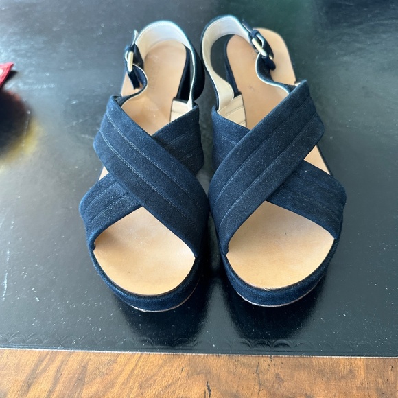J. Crew Suede Wedge Sandals Size 9 Like New - Picture 10 of 12